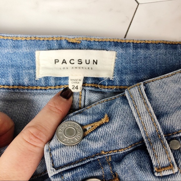 PacSun Button Up Light Wash Jean Mini Skirt - Picture 6 of 9